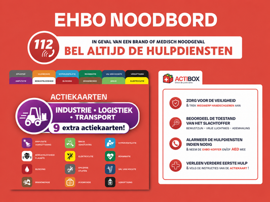 Industrie ActiBox — EHBO noodboard met 9 extra actiekaarten