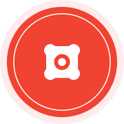 Red circle with a white center icon